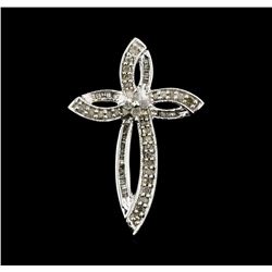 0.60 ctw Diamond Cross Pendant - 10KT White Gold