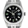 Image 1 : Rolex Mens Stainless Steel 36mm Black Diamond Dial Datejust Wristwatch