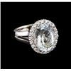Image 1 : 5.67 ctw Aquamarine and Diamond Ring - 14KT White Gold