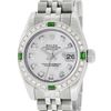 Image 1 : Rolex Ladies Stainless Steel Quickset Mother Of Pearl Diamond & Emerald Datejust