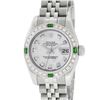 Image 2 : Rolex Ladies Stainless Steel Quickset Mother Of Pearl Diamond & Emerald Datejust