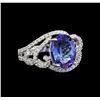 Image 1 : 14KT White Gold 3.23 ctw Tanzanite and Diamond Ring