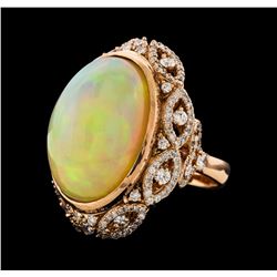 22.36 ctw Opal and Diamond Ring - 14KT Rose Gold