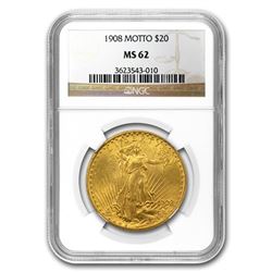 1908 $20 Saint-Gaudens Gold w/Motto MS-62 NGC