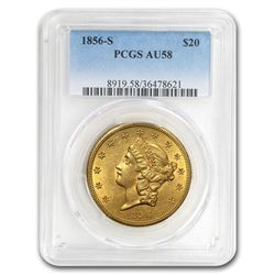 1856-S $20 Liberty Gold Double Eagle AU-58 PCGS