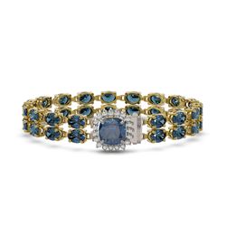 112.65 ctw Tanzanite & Diamond Necklace 14K Yellow Gold