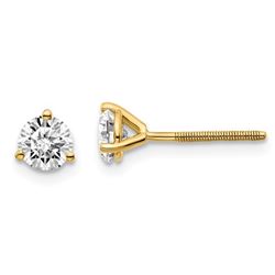 14k Yellow Gold 2/3ct Cert. Lab Grown Diamond 3-Prong Earring