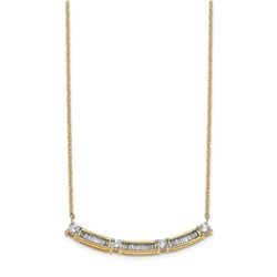 14k Yellow Gold .528ct Diamond Curved Bar Necklace - 18 in.