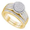 Image 1 : 10kt Yellow Gold Round Diamond Square Cluster Bridal Wedding Engagement Ring 1/6 Cttw