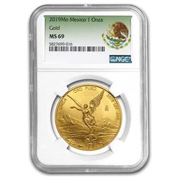 2019 Mexico 1 oz Gold Libertad MS-69 NGC (Coat of Arms Label)