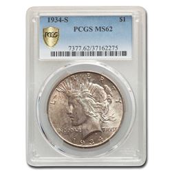 1934-S Peace Dollar MS-62 PCGS