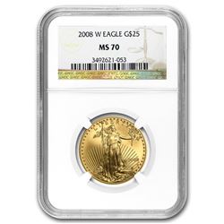 2008-W 1/2 oz Burnished Gold American Eagle MS-70 NGC