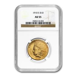 1910-S $10 Indian Gold Eagle AU-55 NGC