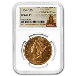 1904 $20 Liberty Gold Double Eagle MS-61 NGC (PL)