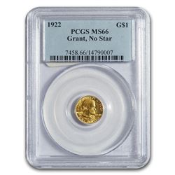 1922 Gold $1.00 Grant No Star MS-66 PCGS
