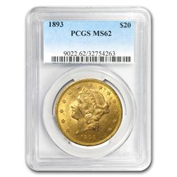 1893 $20 Liberty Gold Double Eagle MS-62 PCGS
