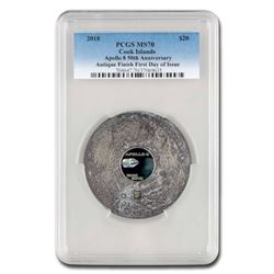 2018 Cook Island 3 oz Meteorites The Moon Apollo 8 MS-70 PCGS