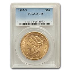 1882-S $20 Liberty Gold Double Eagle AU-58 PCGS