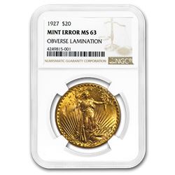 1927 $20 Saint-Gaudens Gold Double Eagle MS-63 NGC (Mint Error)