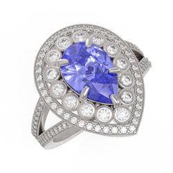 14.10 ctw Blue Sapphire & Diamond Ring 14K Rose Gold