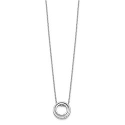 14k White Gold Diamond Double Circle Necklace - 18 in.