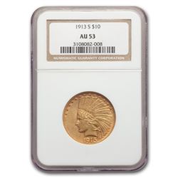 1913-S $10 Indian Gold Eagle AU-53 NGC