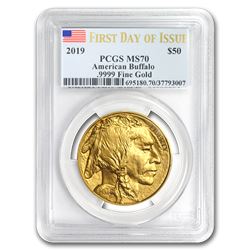 2019 1 oz Gold Buffalo MS-70 PCGS (First Day of Issue)