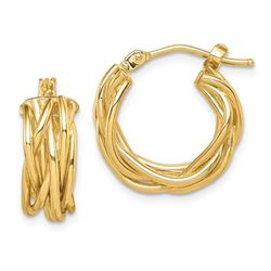 14k Yellow Gold Polished Braided Hoop Earrings - 34 mm