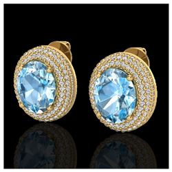 11.32 ctw Aquamarine & Diamond Earrings 14K White Gold