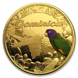 2019 Dominica 1 oz Gold Sisserou Parrot (Colorized)