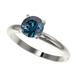 1.55 ctw VS/SI Diamond Solitaire Art Deco 3 Stone Ring 18K White Gold