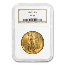 1910-S $20 Saint-Gaudens Gold Double Eagle MS-62 NGC