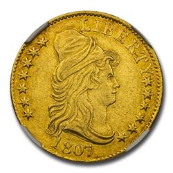 1807 $5 Turban Head Gold Half Eagle AU-53 NGC (Bust Right)