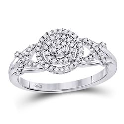 10kt White Gold Round Diamond Triple Flower Cluster Ring 1/4 Cttw