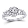 Image 1 : 10kt White Gold Round Diamond Triple Flower Cluster Ring 1/4 Cttw
