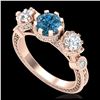 Image 1 : 2.3 ctw Fancy Black Diamond 3 Stone Ring 18K Yellow Gold