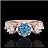 Image 2 : 2.3 ctw Fancy Black Diamond 3 Stone Ring 18K Yellow Gold