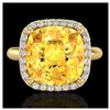 Image 1 : 1.01 ctw Intense Fancy Yellow Diamond Art Deco Ring 18K White Gold