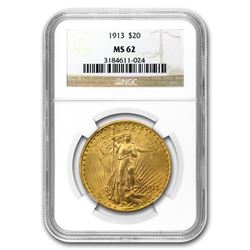 1913 $20 Saint-Gaudens Gold Double Eagle MS-62 NGC