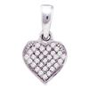 Image 1 : 10k White Gold Diamond Ribbon Awareness Symbol Pendant 1/10 Cttw