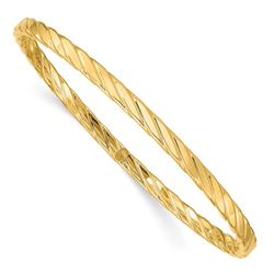 14k Yellow Gold 4 mm Textured Bangle - 8.5 in.