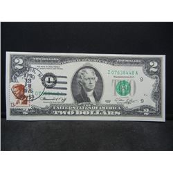 1976 $2.00 Note FDI With Stamp Gemmy