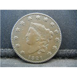 1821 Large Cent XF Semi Key Date