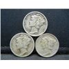Image 1 : 1937s,39s,40s Mercury Dimes VF,XF,XF
