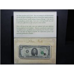 Series 1995 United States Federal Reserve $5.00 Star Note