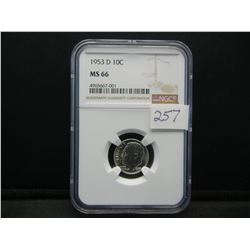 1953-D NGC MS66 United States Roosevelt Silver Dime