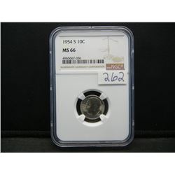 1954-S NGC MS66 United States Roosevelt Silver Dime