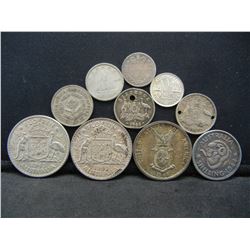 10 Count Mixed World Silver Coins