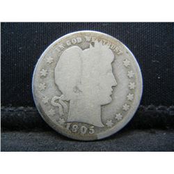 1905-O United States Barber Silver Quarter