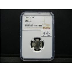 1954-S NGC MS66 United States Roosevelt Silver Dime